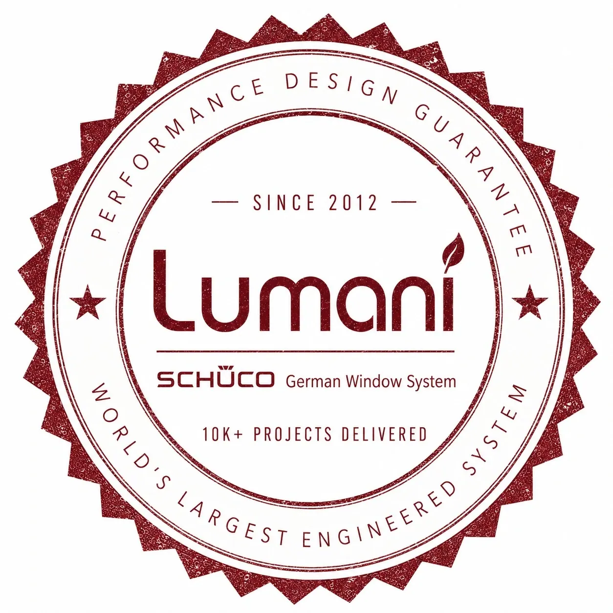 Lumani Schüco German Window System – Performance Design Guarantee seal, since 2012